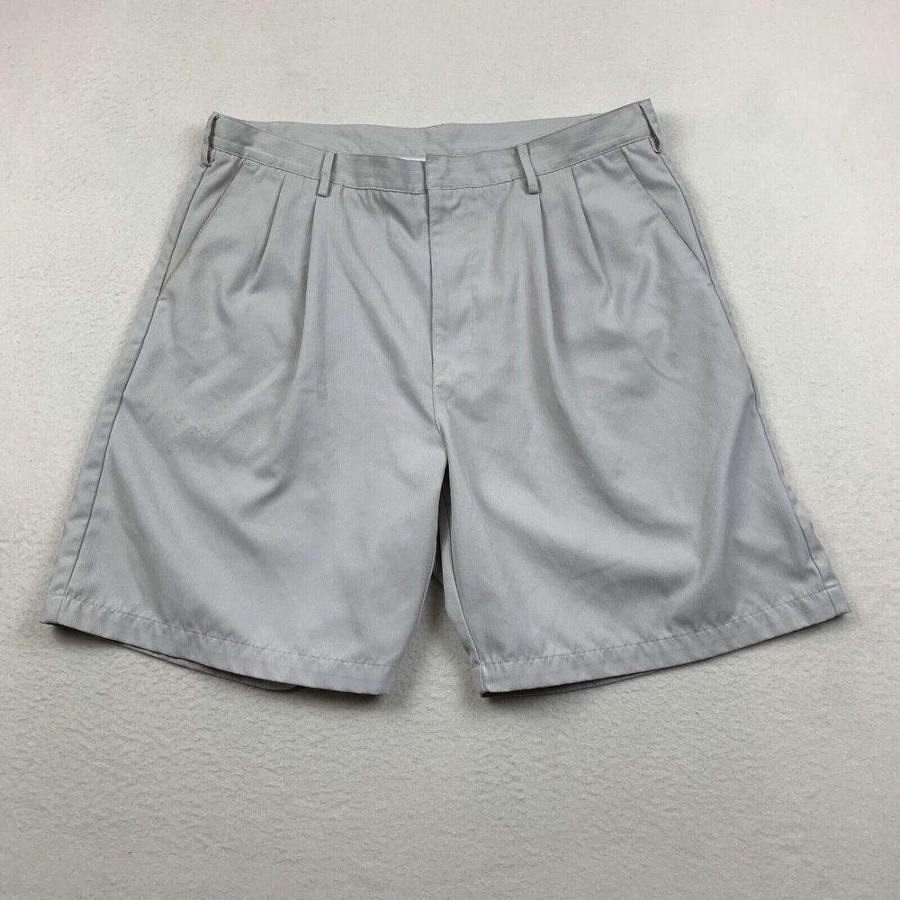 Nike Golf Shorts Mens 38x9 Khaki Striped Polyester Golf Outdoor Embroidered Logo